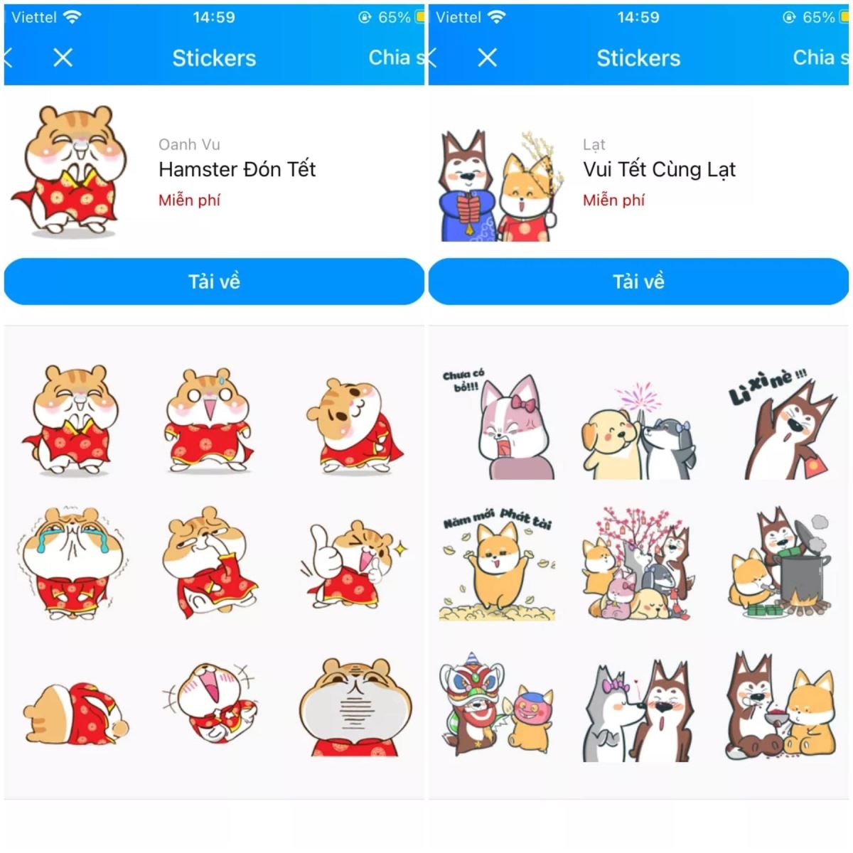 Chọn bộ Sitcker mà bạn thích