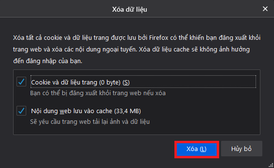 Hướng dẫn cách xóa cache trên Firefox - Bước 3