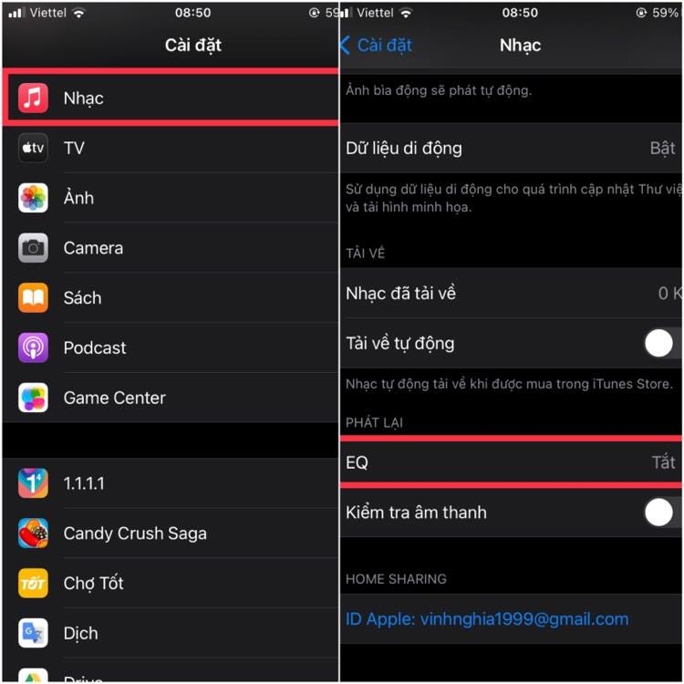 chọn nhạc, chọn EQ