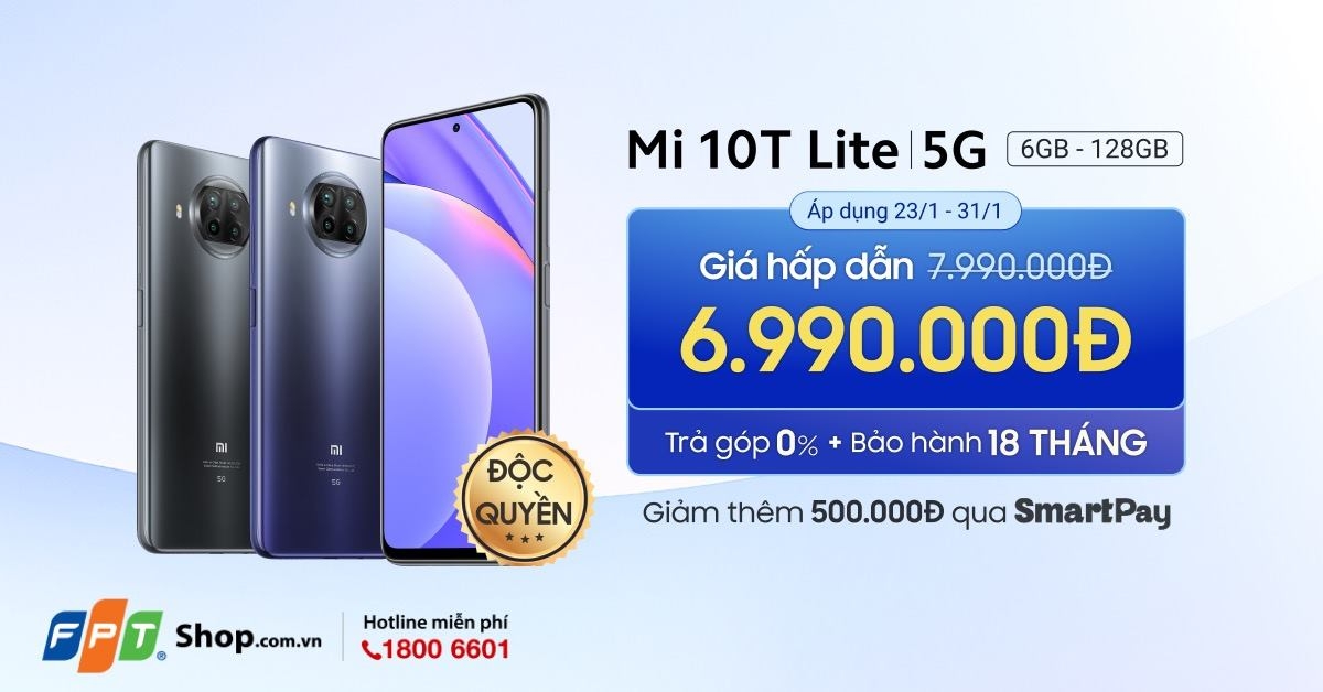 Mua Xiaomi Mi 10T Lite 5G tại FPTShop nhận nhiều ưu đãi hâp dẫn