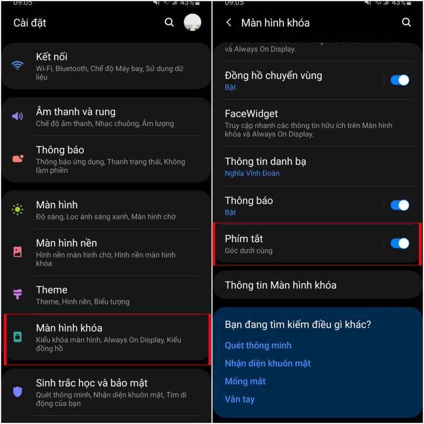 chọn phím tắt