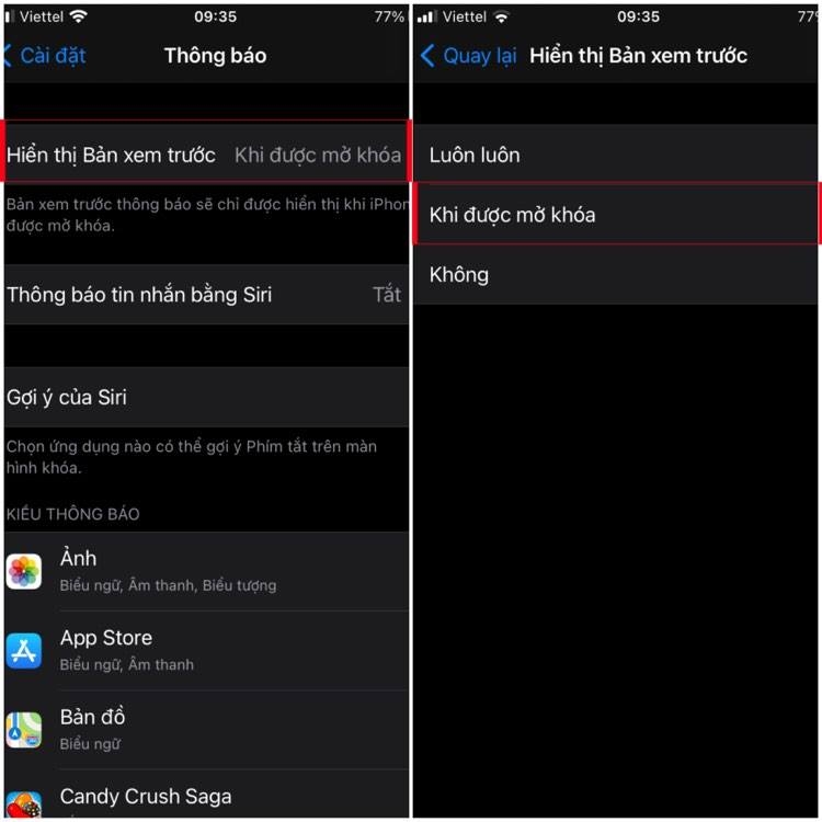 Ẩn thông báo màn hình khóa