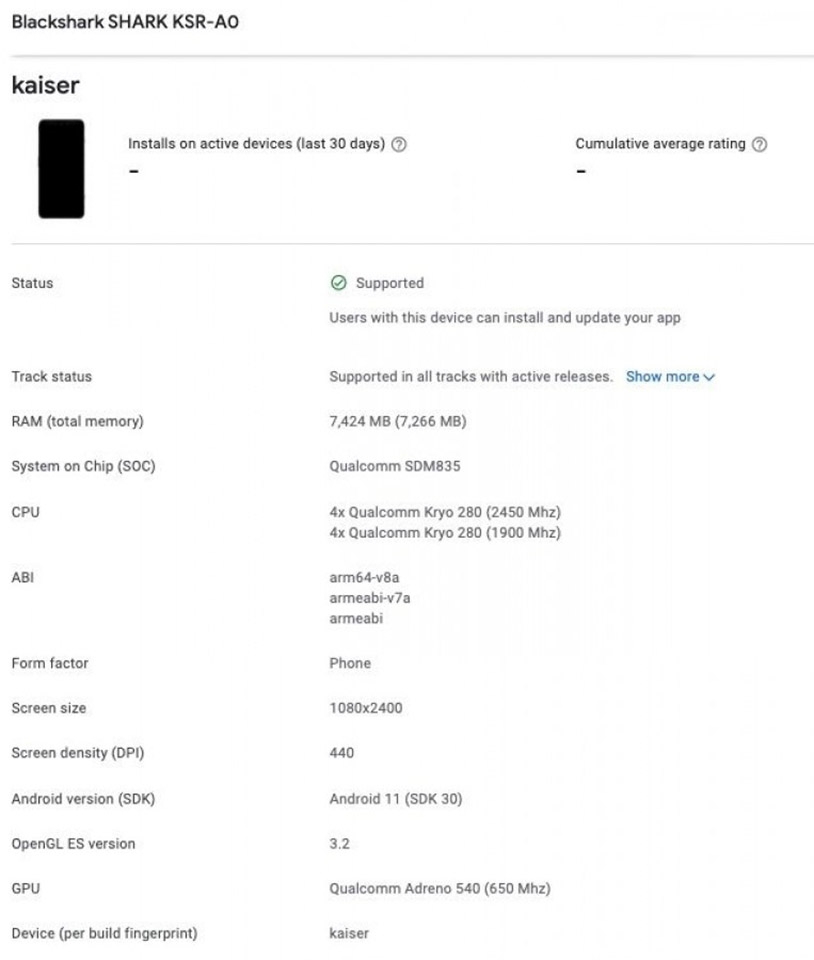 Xiaomi Black Shark 4 xuất hiện trên danh sách Google Play Console