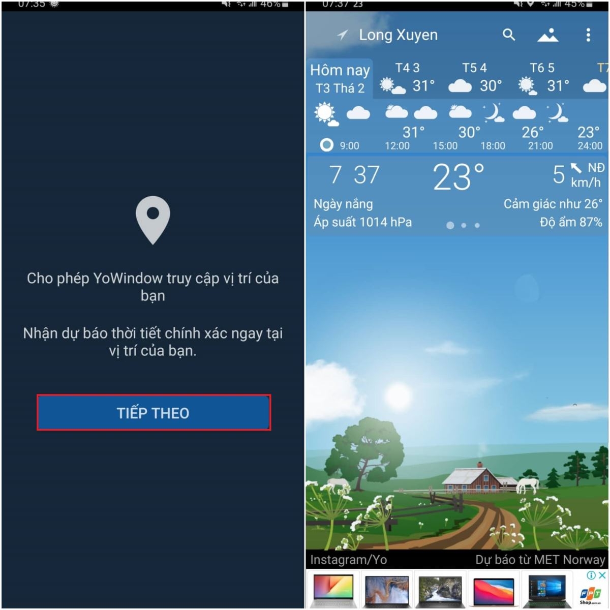 Cho phép ứng dụng truy cập vị trí