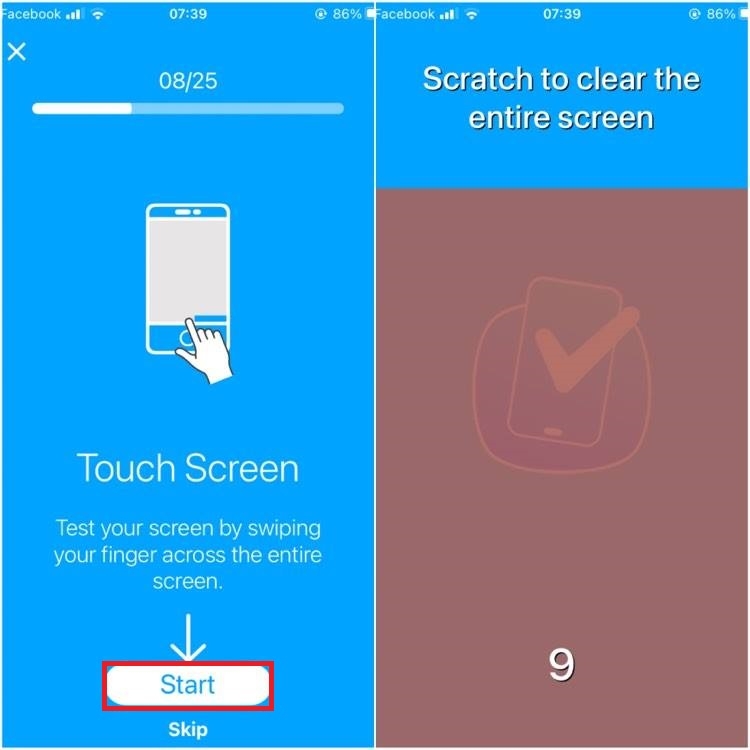 Các bài test có trong ứng dụng