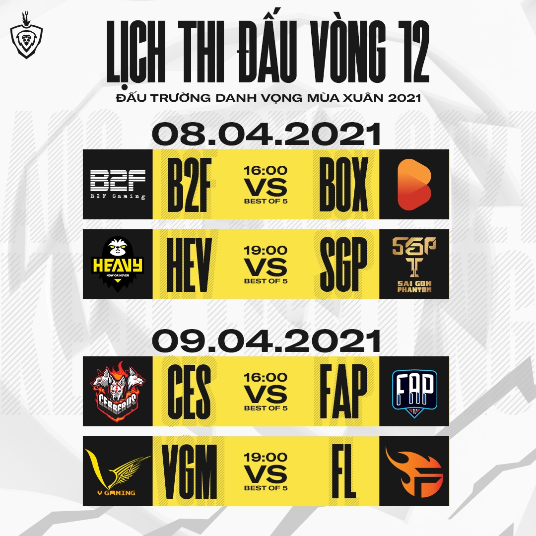 Lịch thi đấu vòng bảng ĐTDV mùa Xuân 2021