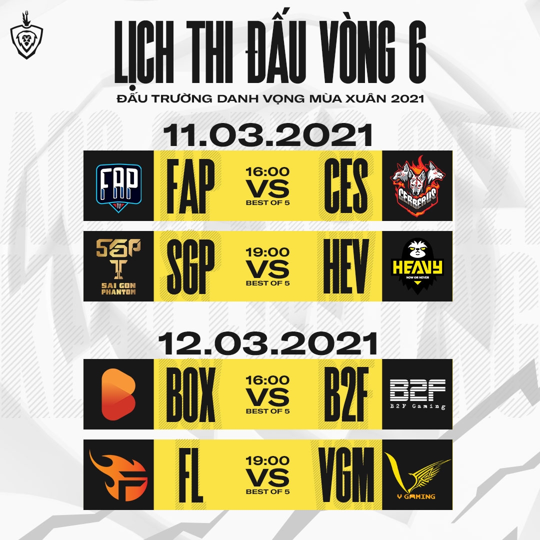 Lịch thi đấu vòng bảng ĐTDV mùa Xuân 2021
