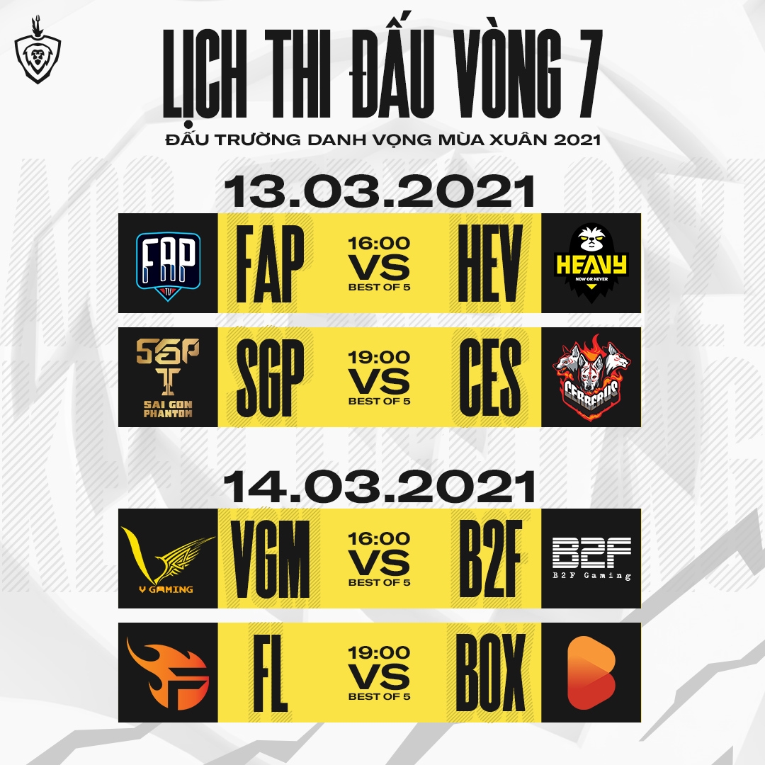 Lịch thi đấu vòng bảng ĐTDV mùa Xuân 2021