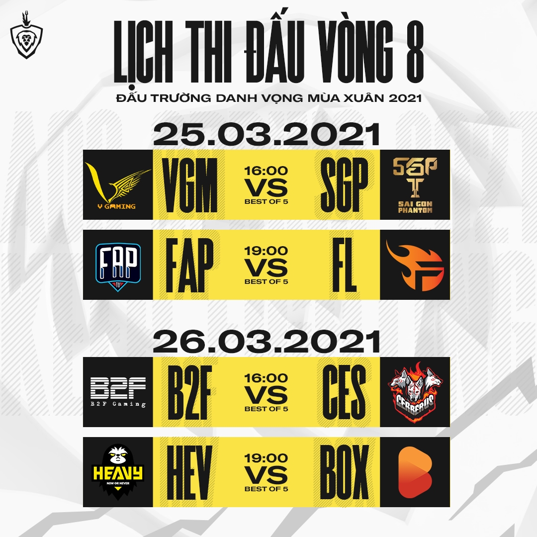 Lịch thi đấu vòng bảng ĐTDV mùa Xuân 2021