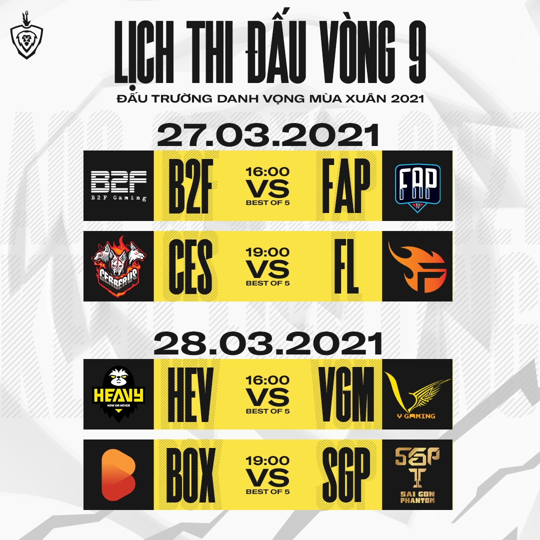 Lịch thi đấu vòng bảng ĐTDV mùa Xuân 2021