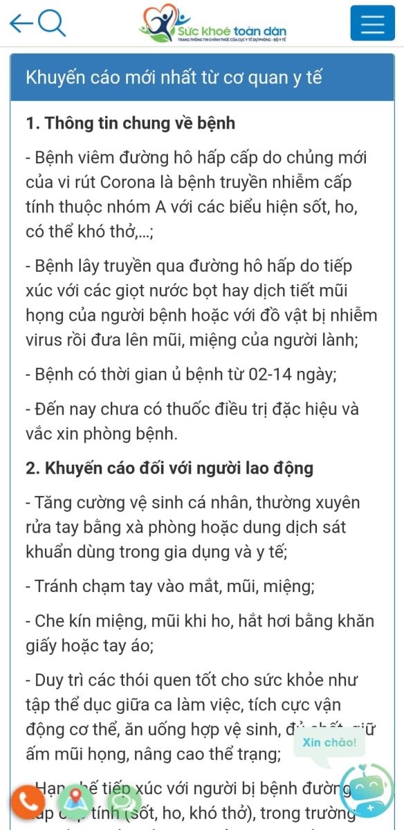 Các khuyến cáo từ bộ y tế