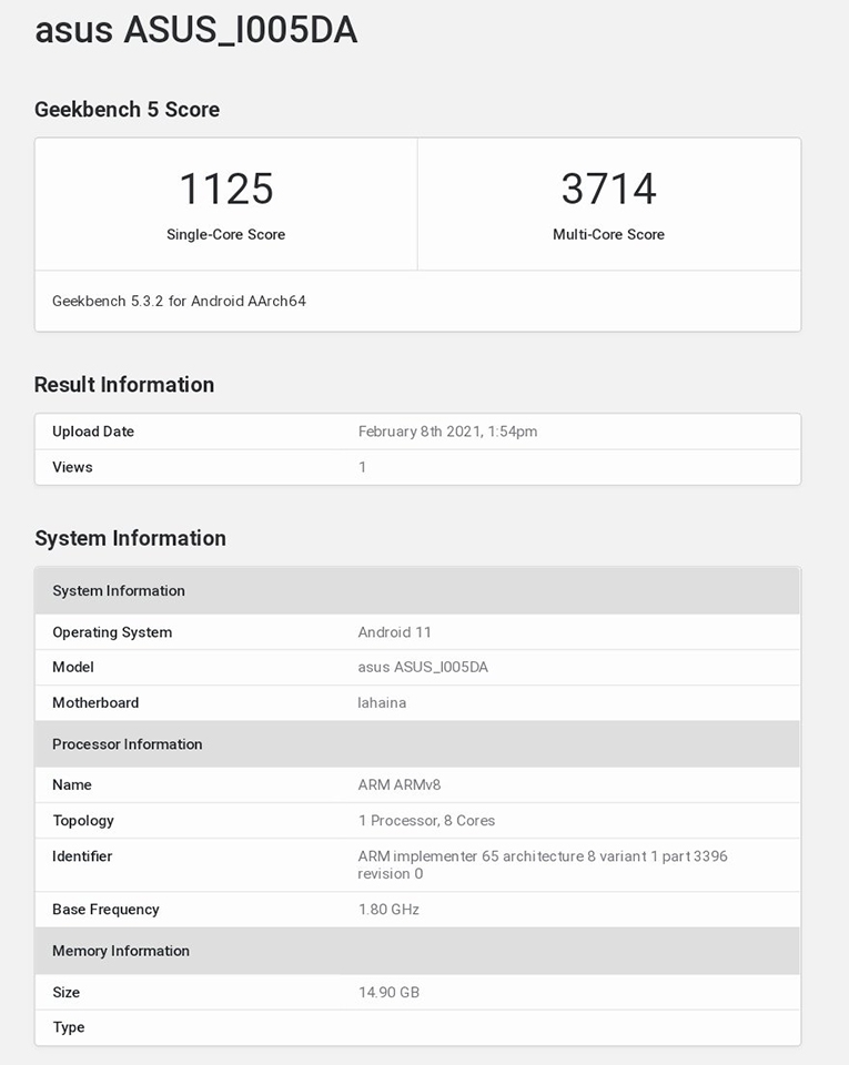 ROG Phone 5 xuất hiện trên Geekbench ROG Phone 5 xuất hiện trên Geekbench