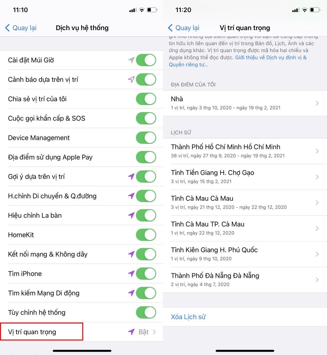 Hướng dẫn xem các nơi đã đi qua ngay trên iPhone