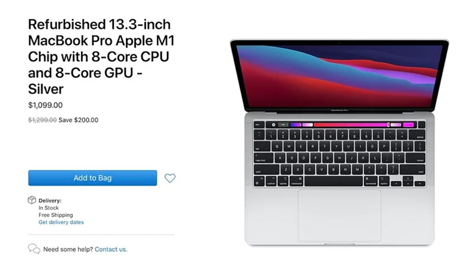 Apple bắt đầu bán MacBook Pro 13 inch refurbished dùng CPU M1