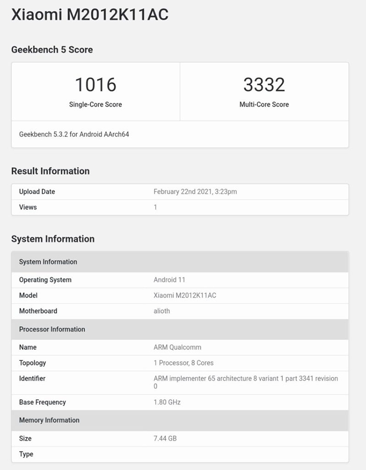 Redmi K40 xuất hiện trên Geekbench (ảnh 1)