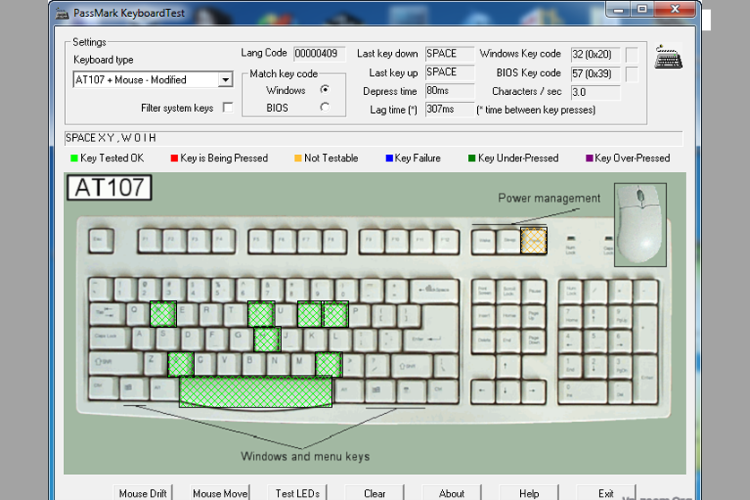 Phần mềm test bàn phím KEYBOARDTEST