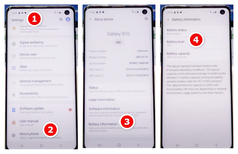 Cách kiểm tra pin Samsung bằng trình quản lí pin có sẵn