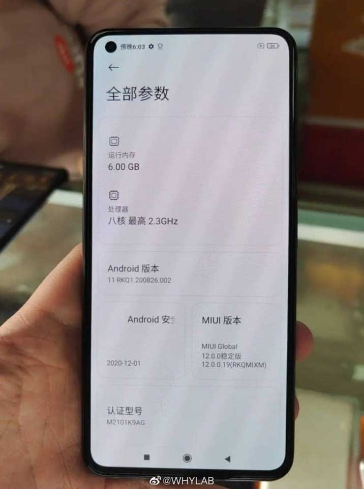 Thông tin Xiaomi Mi 11 Lite Thông tin Xiaomi Mi 11 Lite