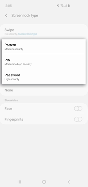 Cách cài mật khẩu điện thoại Android