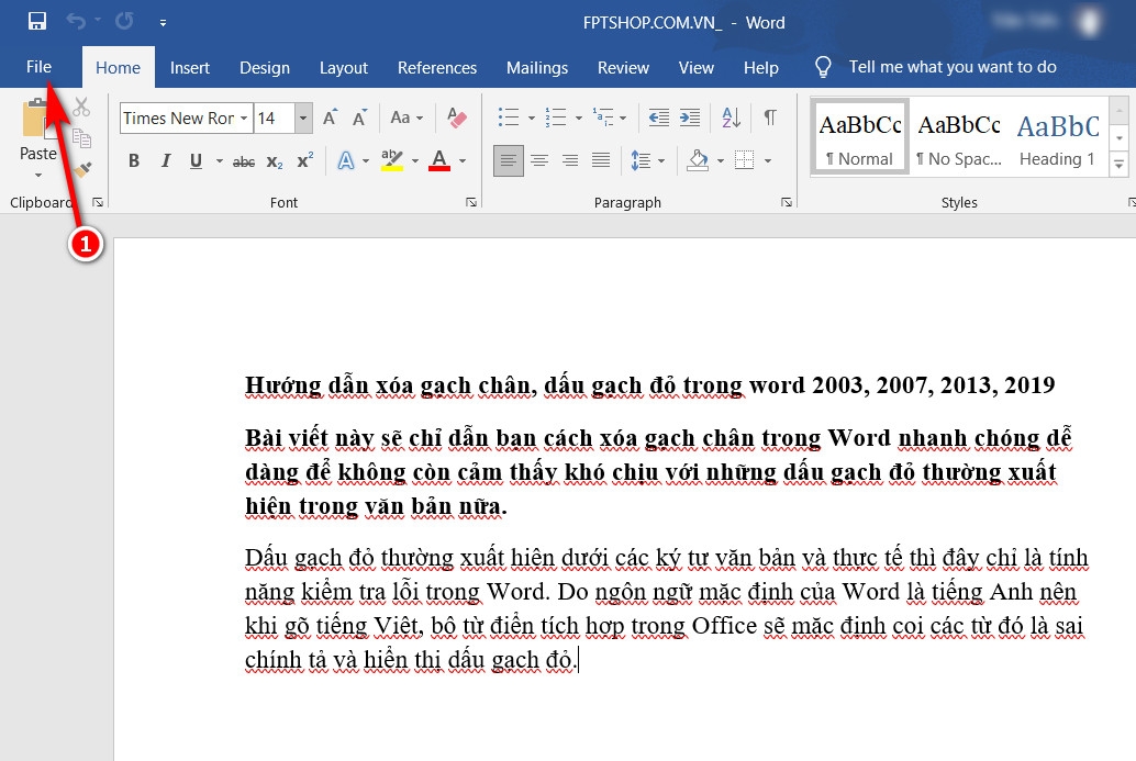 xóa gạch chân trong word