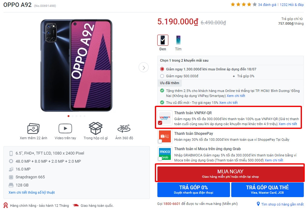 Hướng dẫn giảm 300.000 đồng khi thanh toán qua VNPAY tại FPT Shop