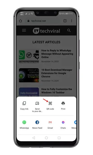 Tạo mã QR cho URL trong Google Chrome dành cho Android