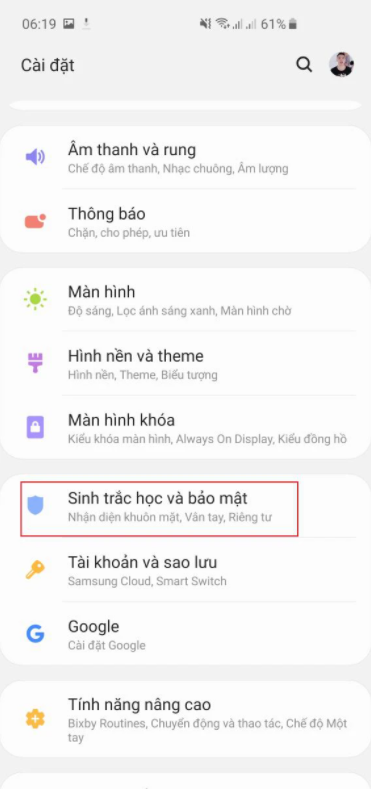 Thiết lập khóa vân tay trên điện thoại Samsung