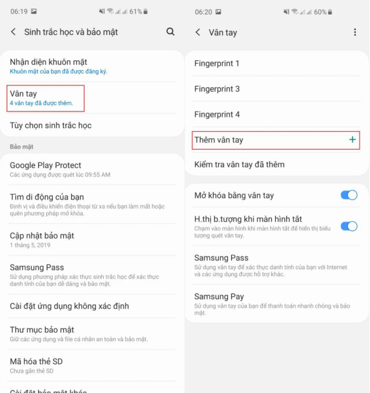 Thiết lập mã pin dự phòng trên điện thoại Samsung