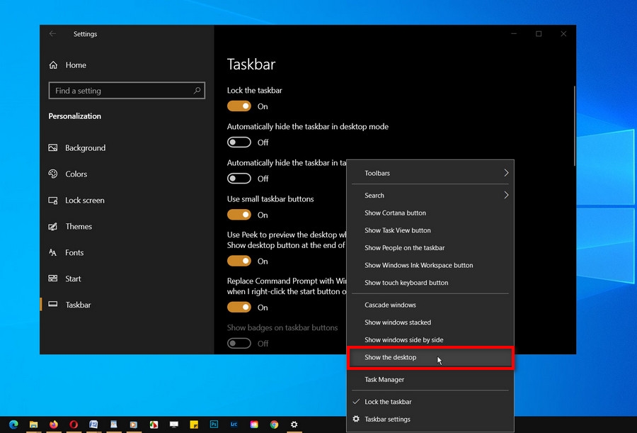 tuy bien thanh taskbar tren windows 10