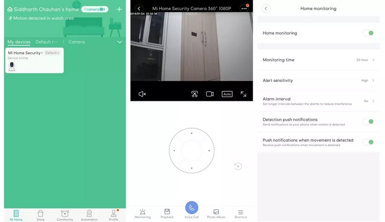 Mi Home Security Camera 360° 1080P dễ dàng điều khiển qua app Mi Home