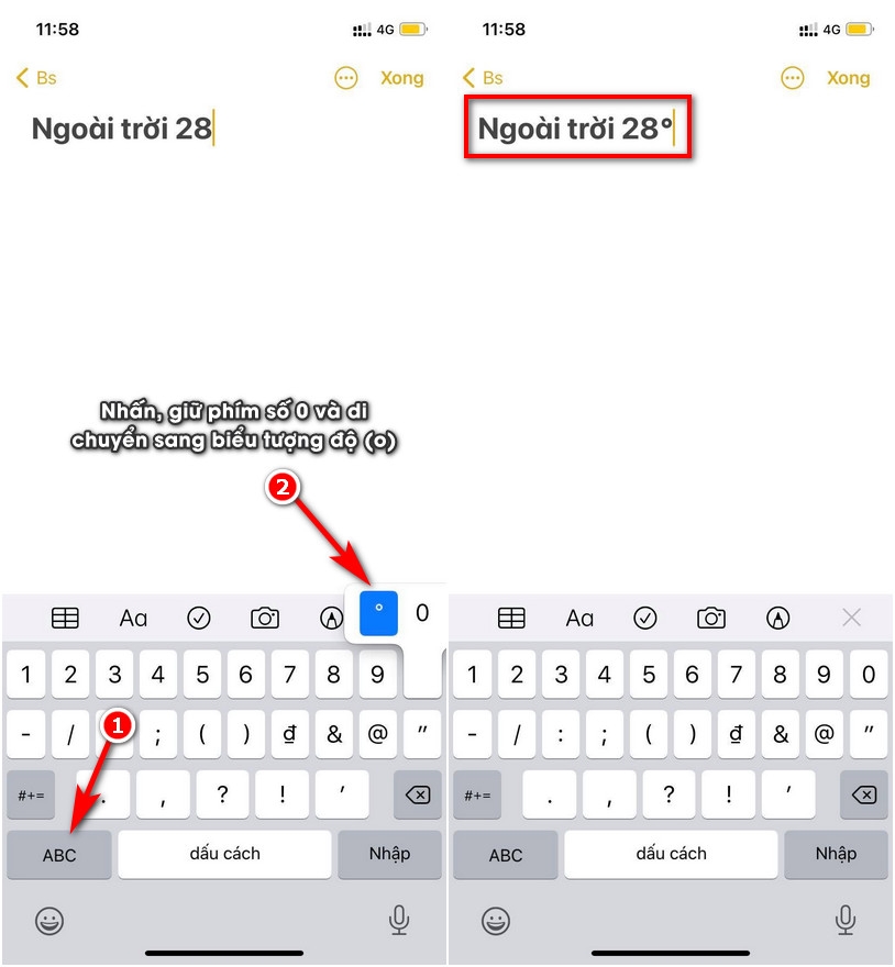 viet bieu tuong do tren iphone