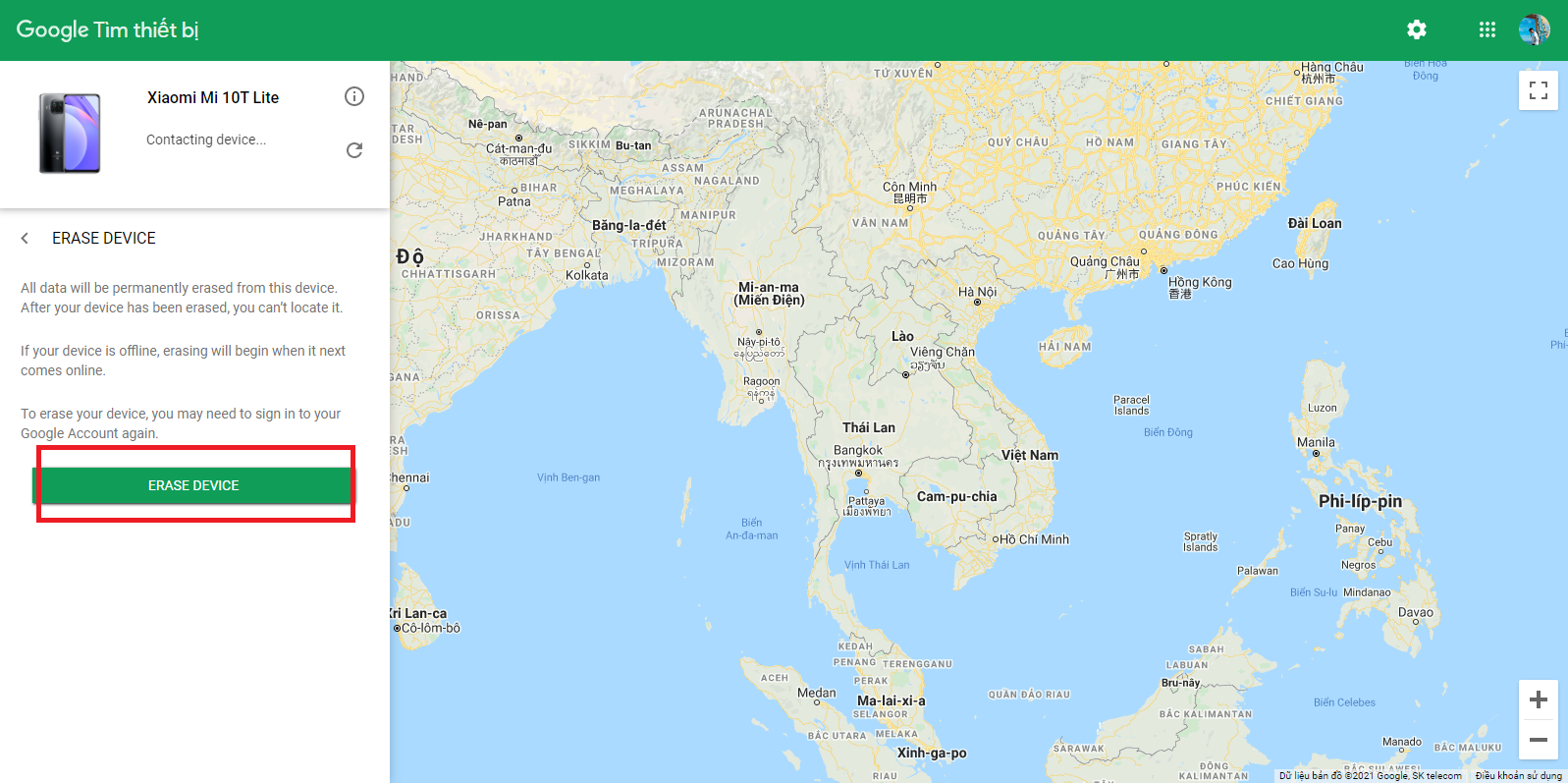 Sử dụng Find My Devices lấy mã PIN (2)