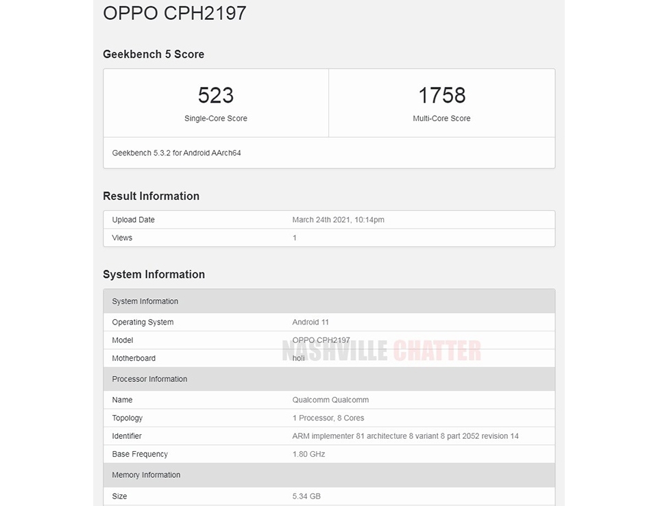 OPPO A74 5G xuất hiện trên Geekbench OPPO A74 5G xuất hiện trên Geekbench