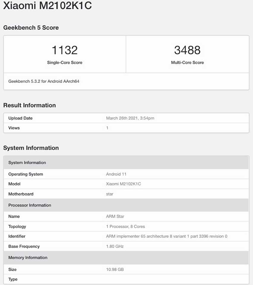 Xiaomi Mi Ultra xuất hiện trên Geekbench Xiaomi Mi Ultra xuất hiện trên Geekbench