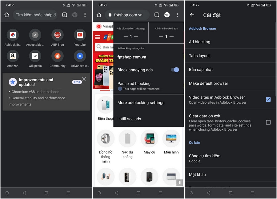 chan quang cao android