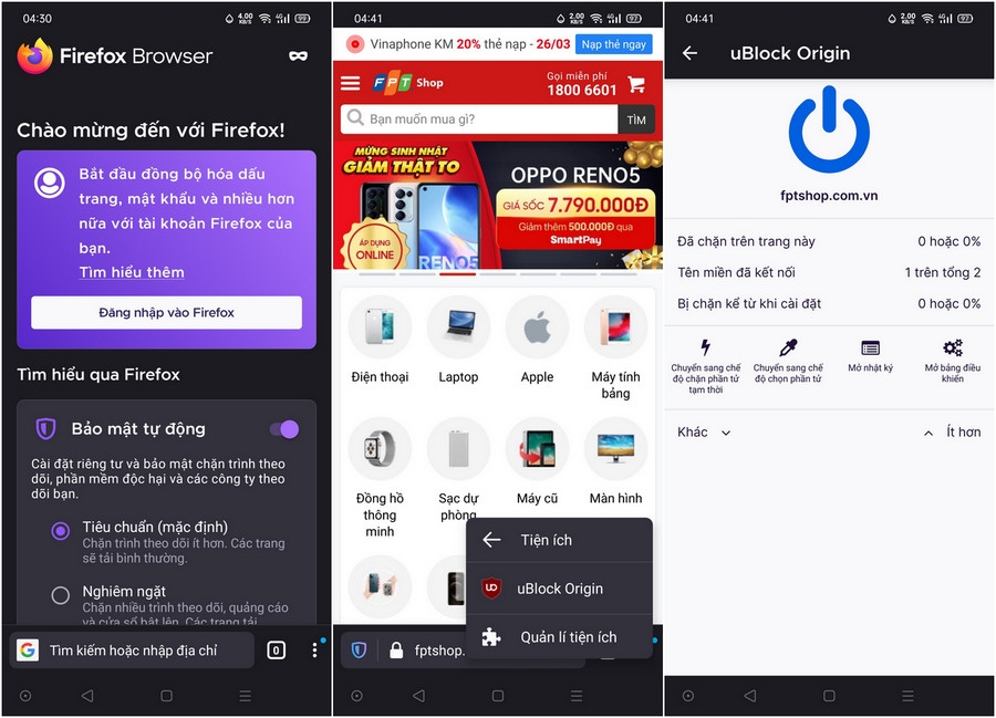 trinh duyet chan quang cao tren android