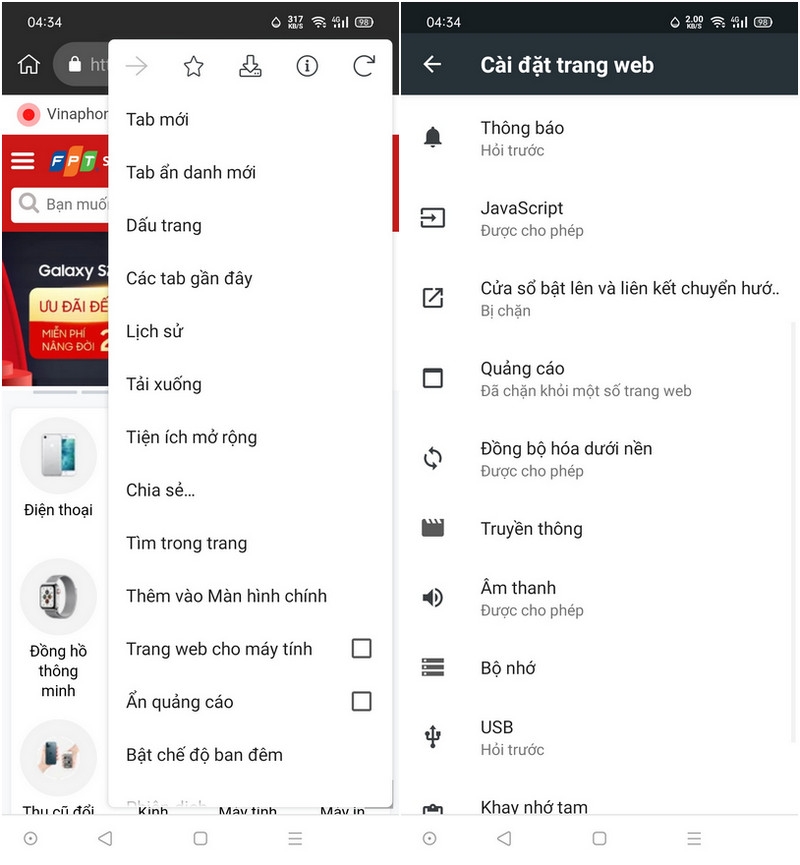 trinh duyet chan quang cao tren dien thoai android