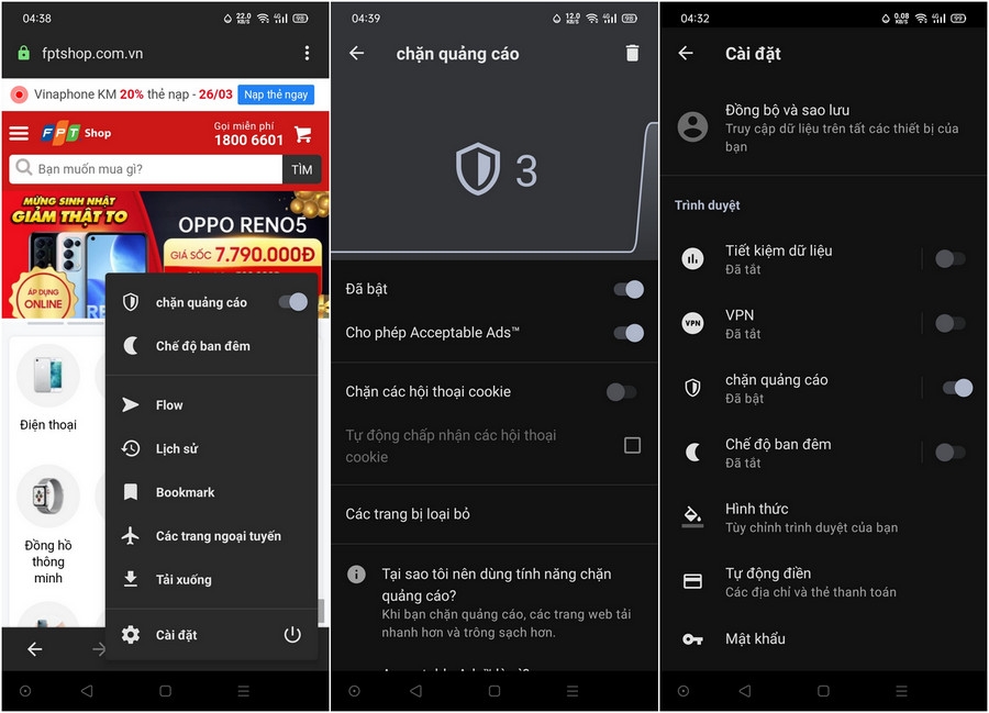 chan quang cao tren android