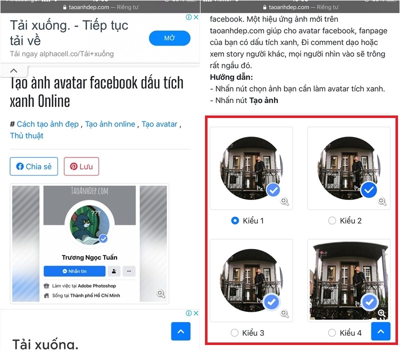 Tạo ảnh tích xanh Facebook