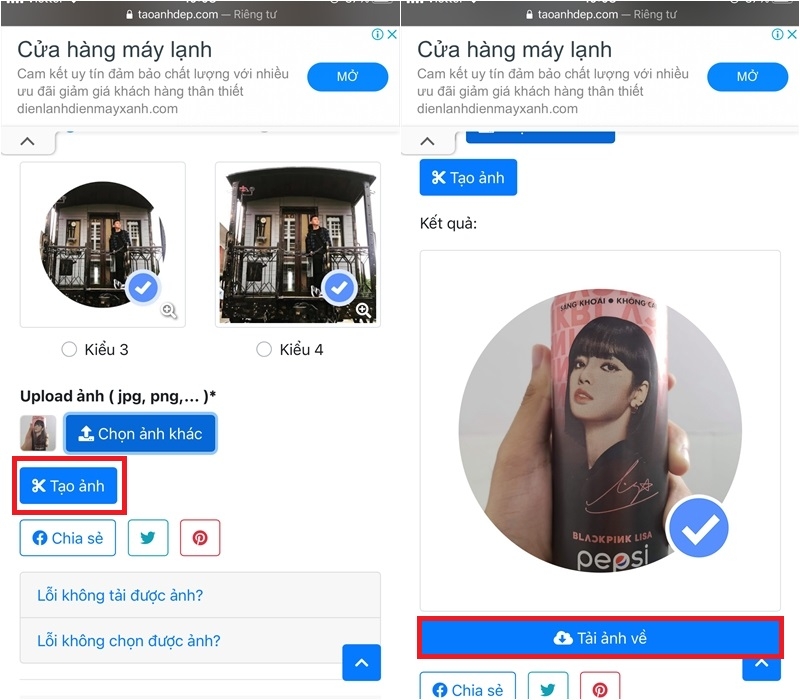 Tạo ảnh tích xanh Facebook
