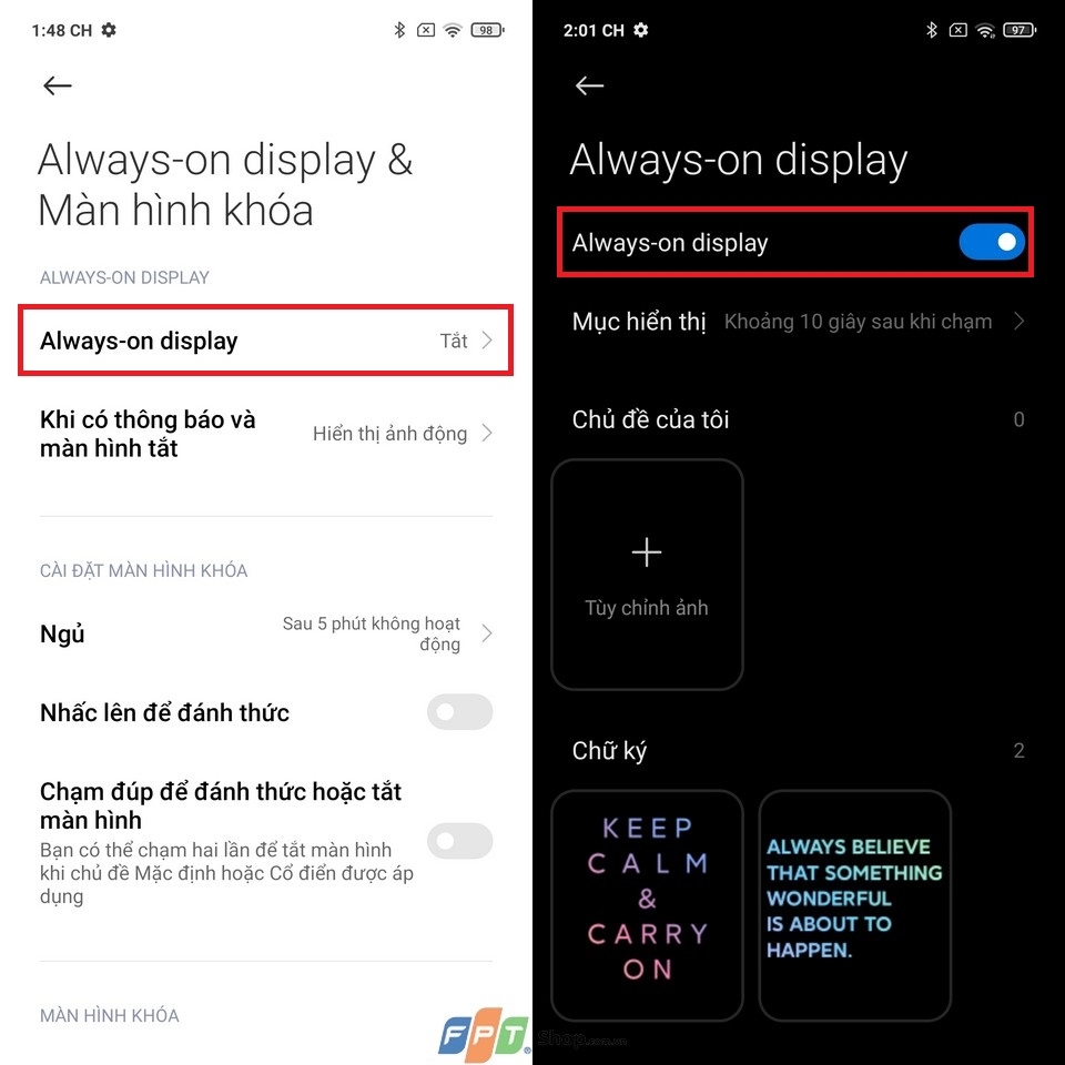 Always-on Display trên Redmi Note 10 series