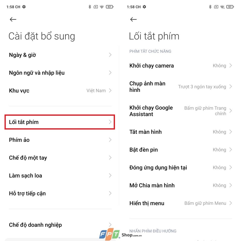 Lối tắt phím thông minh trên Redmi Note 10 series