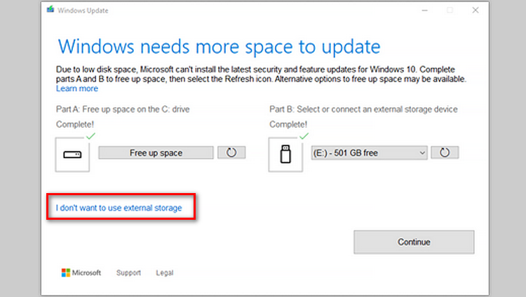 Cách khắc phục lỗi Not Enough Disk Space khi cập nhật Windows 10