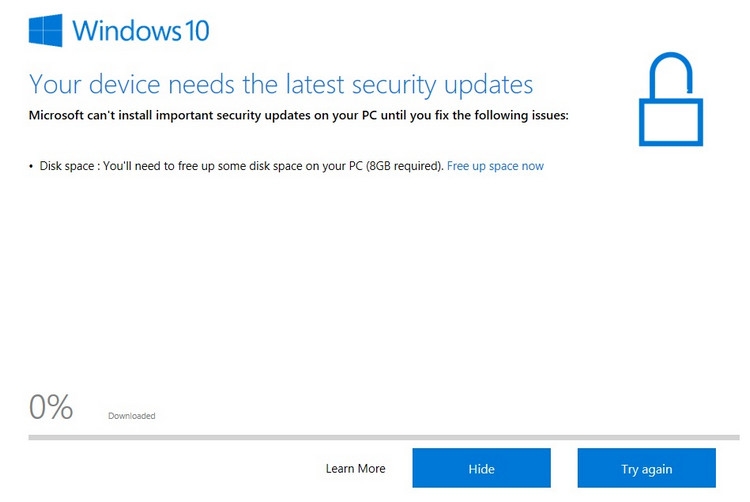 Cách khắc phục lỗi Not Enough Disk Space khi cập nhật Windows 10