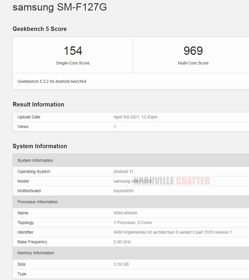 Galaxy F12 xuất hiện trên Geekbench