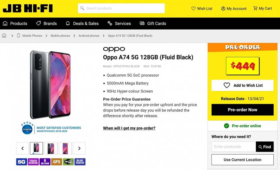 Thông tin OPPO A74 5G