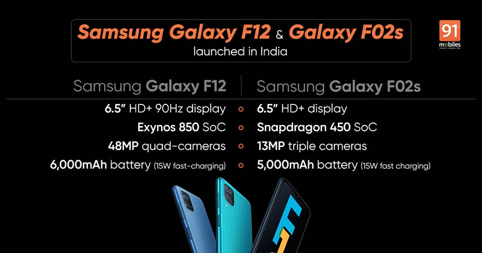 Cấu hình Galaxy F12 và F02s