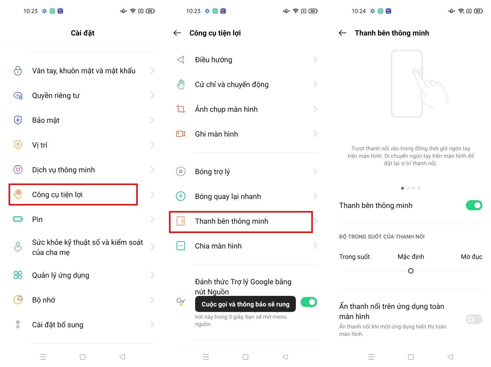 Thanh bên thông minh trên OPPO A94