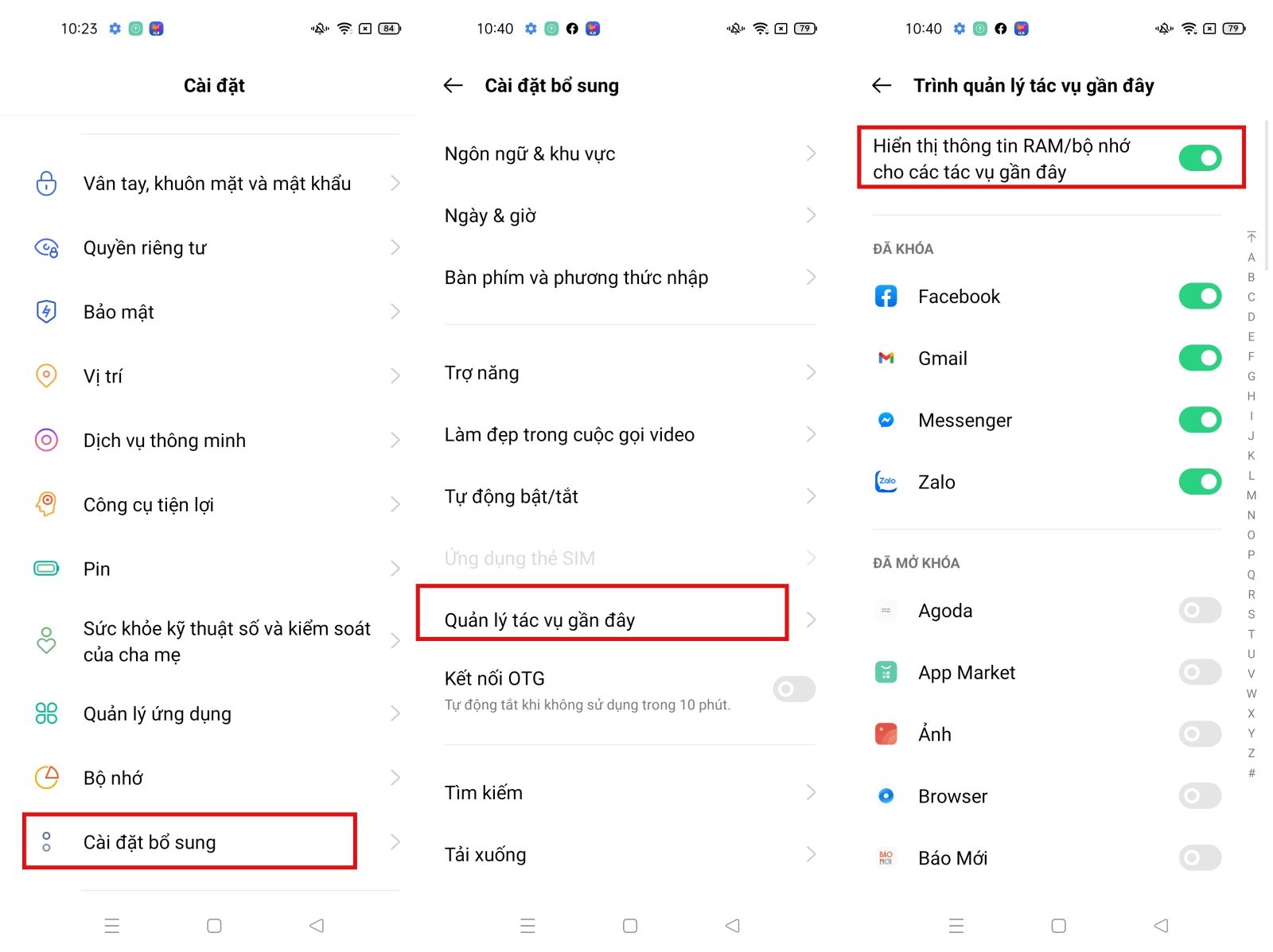 Hiển thị RAM/ROM trên OPPO A94