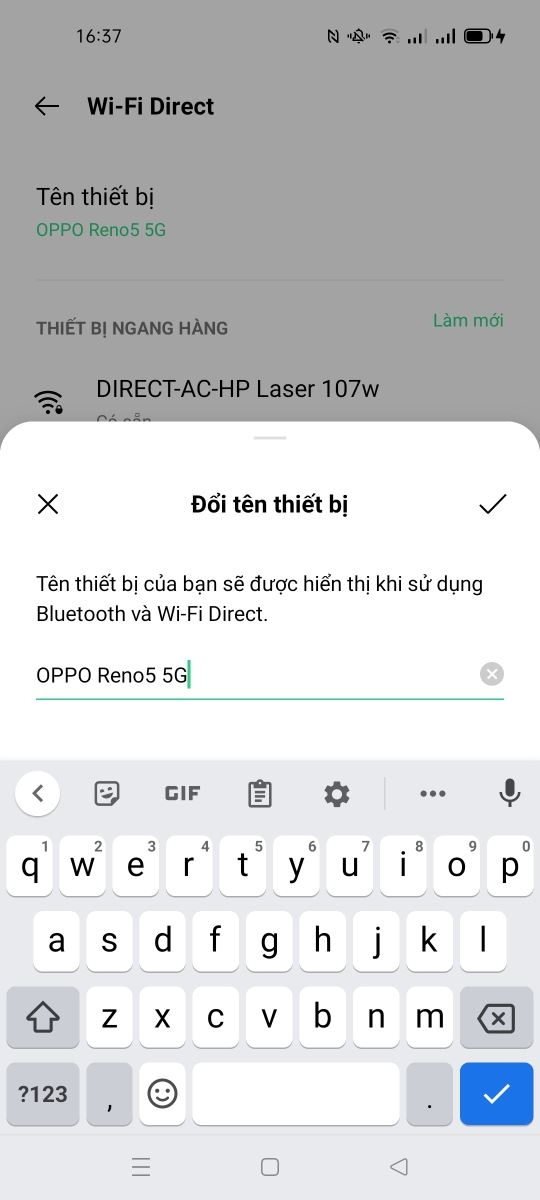 Đổi tên Wi-Fi Direct OPPO Reno5